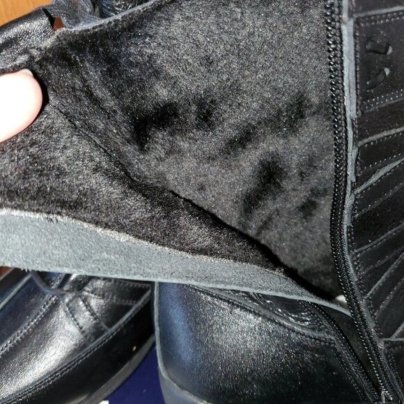 WOMEN BOOTS SIZE 6.5 WW PEERAGE COMFORT WIDE WIDTH BLACK LEATHER ZIPPER LACES - Picture 6 of 9